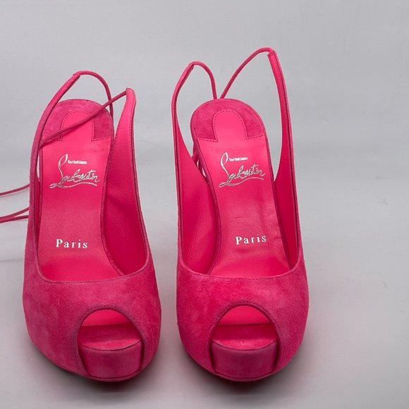 Christian Louboutin LACE UP NVP 120 Suede Platform Heels Sandals Shoes - Picture 6 of 12